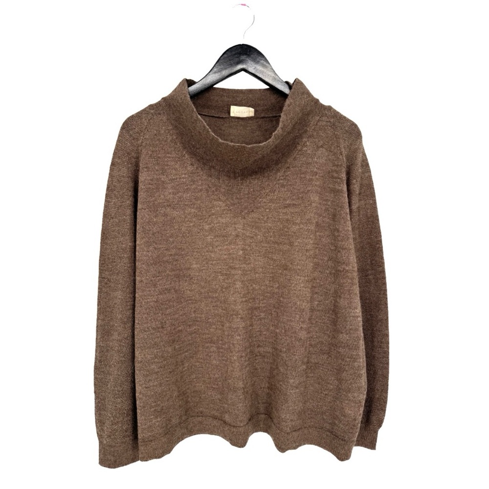 Poetry 100% Baby Alpaca Wool Sweater Brown US 18 Lightweight Cowl‎ Neck Pullover
